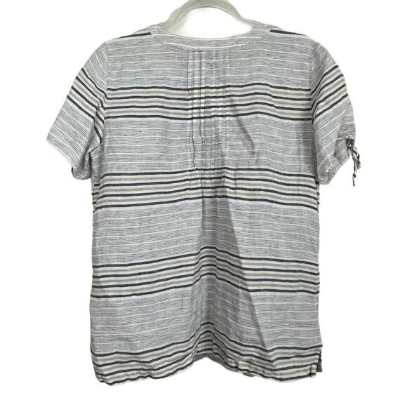 Talbots Linen V-neck Tunic Shirt Size S‎ Striped - Picture 4 of 7